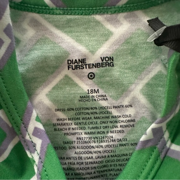 Diane Von Furstenberg 18 Months Baby Girl Green Wrap Dress NWT - Picture 2 of 6
